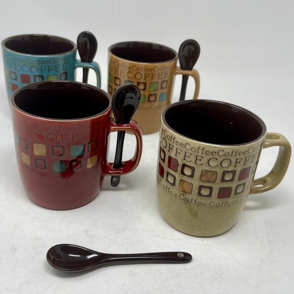 Mr. COFFEE Café Americano 13 Oz. Mug Set Stoneware 8 Pieces, 4 Mugs 0,0,1:S-1458 - Picture 4 of 8